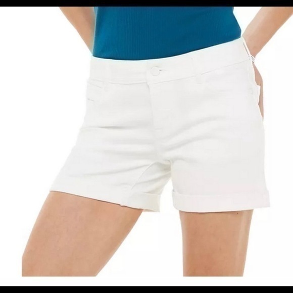 Apt. 9 White denim rolled up shorts high  rise  size 18 - Picture 1 of 9